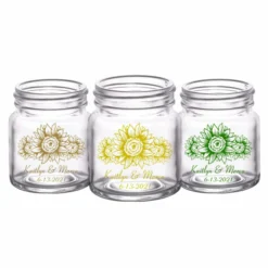 Brand new 👍 BarMan CUSTOMIZABLE - 2oz Clear Mini Mason Jar Shot Glass - Sunflower 🥰 -Barman Sales Store mini mason sunflower web trio 700x700