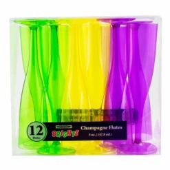 New 👏 BarMan 1 Piece Neon Pack Of Champagne Glasses - 12 Count - 5oz ❤️ -Barman Sales Store neon 1 piece champagne cup scene2 700x700
