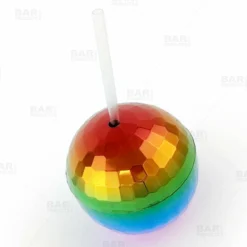 Brand new ⭐ BarMan Rainbow Disco Ball Novelty Cup - Plastic With Straw And Lid - 12 Ounce 🌟 -Barman Sales Store rainbow disco ball novelty cup bpc 1 700x700