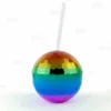 Brand new ⭐ BarMan Rainbow Disco Ball Novelty Cup - Plastic With Straw And Lid - 12 Ounce 🌟