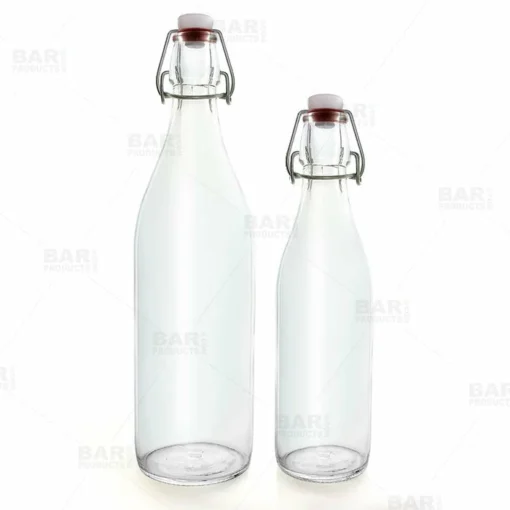 Deals 🔔 BarMan Round Glass Bottle W/ Swing Top - Available In 1 Liter Or 17 Ounce 🌟 -Barman Sales Store round clear bottle swing top bpc 800 700x700