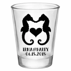 New 🎉 BarMan CUSTOMIZABLE - 1.75oz Clear Wedding Shot Glass - Seahorse Love 👏