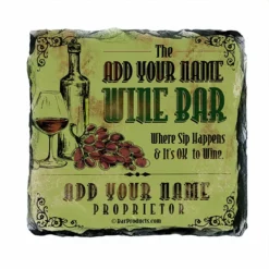 Buy 🛒 BarMan CUSTOMIZABLE Rock Slate Coaster - Wine Bar Themed 🎉 -Barman Sales Store slate coaster wine bar web grn 700x700