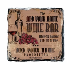 Buy 🛒 BarMan CUSTOMIZABLE Rock Slate Coaster - Wine Bar Themed 🎉 -Barman Sales Store slate coaster wine bar web pnk 700x700