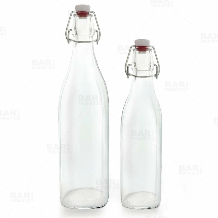 Hot Sale 🥰 BarMan Square Glass Bottle W/ Swing Top - Available In 1 Liter Or 17 Ounce ❤️ 1 Hot Sale 🥰 BarMan Square Glass Bottle W/ Swing Top - Available In 1 Liter Or 17 Ounce ❤️