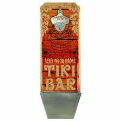 Flash Sale ✨ BarMan CUSTOMIZABLE Wall Mounted Wood Plaque Bottle Opener & Cap Catcher - Vintage Tiki Bar 🤩