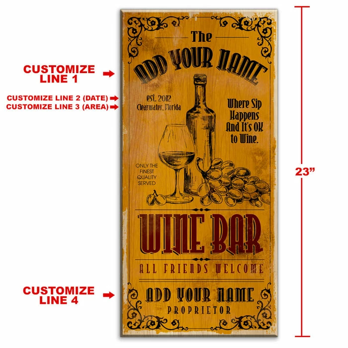 Discount โญ BarMan CUSTOMIZABLE Large Vintage Wooden Bar Sign - Wine Bar - 11 3/4" X 23 3/4" ๐ 2 Discount โญ BarMan CUSTOMIZABLE Large Vintage Wooden Bar Sign - Wine Bar - 11 3/4" X 23 3/4" ๐ - Image 2