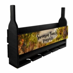 Deals 🎁 BarMan CUSTOMIZABLE Wall Mounted Wine Bottle & Glass Hanging Shelf W/ Vineyard Plaque 😉 -Barman Sales Store wine rack black sample 700x700