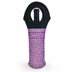Deals 😍 BarMan CUSTOMIZABLE Wine Bottle Tote W/ Black Handle - Crackle Pattern (Color Options) 🛒 -Barman Sales Store wine tote web bw ayn crackle purple 700x700
