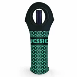 Budget ✔️ BarMan CUSTOMIZABLE Wine Bottle Tote W/ Black Handle - Floral Pattern (Color Options) 🌟 -Barman Sales Store wine tote web bw ayn floral teal 700x700
