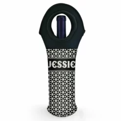 Budget ✔️ BarMan CUSTOMIZABLE Wine Bottle Tote W/ Black Handle - Floral Pattern (Color Options) 🌟 -Barman Sales Store wine tote web bw ayn floral white 700x700